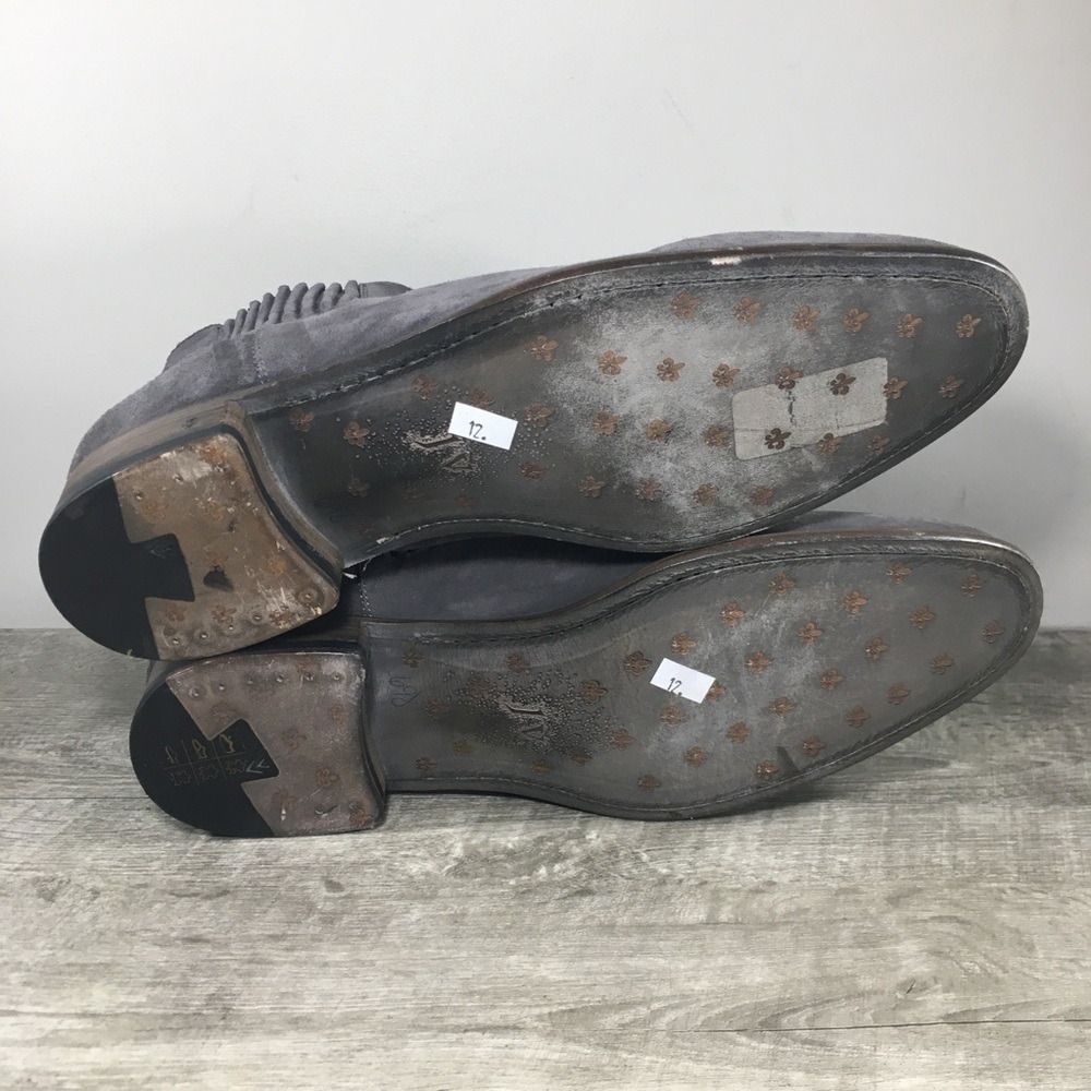John Varvatos Chelsea Eldridge Covered Gray Suede Work Men Pull On Boots Size 12 - Picture 8 of 12
